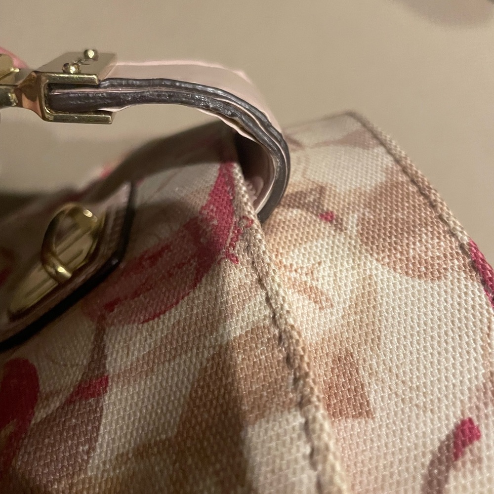 Coach Pink and Tan Canvas Crossbody with Gold-Tone Clasp - Picture 12 of 13